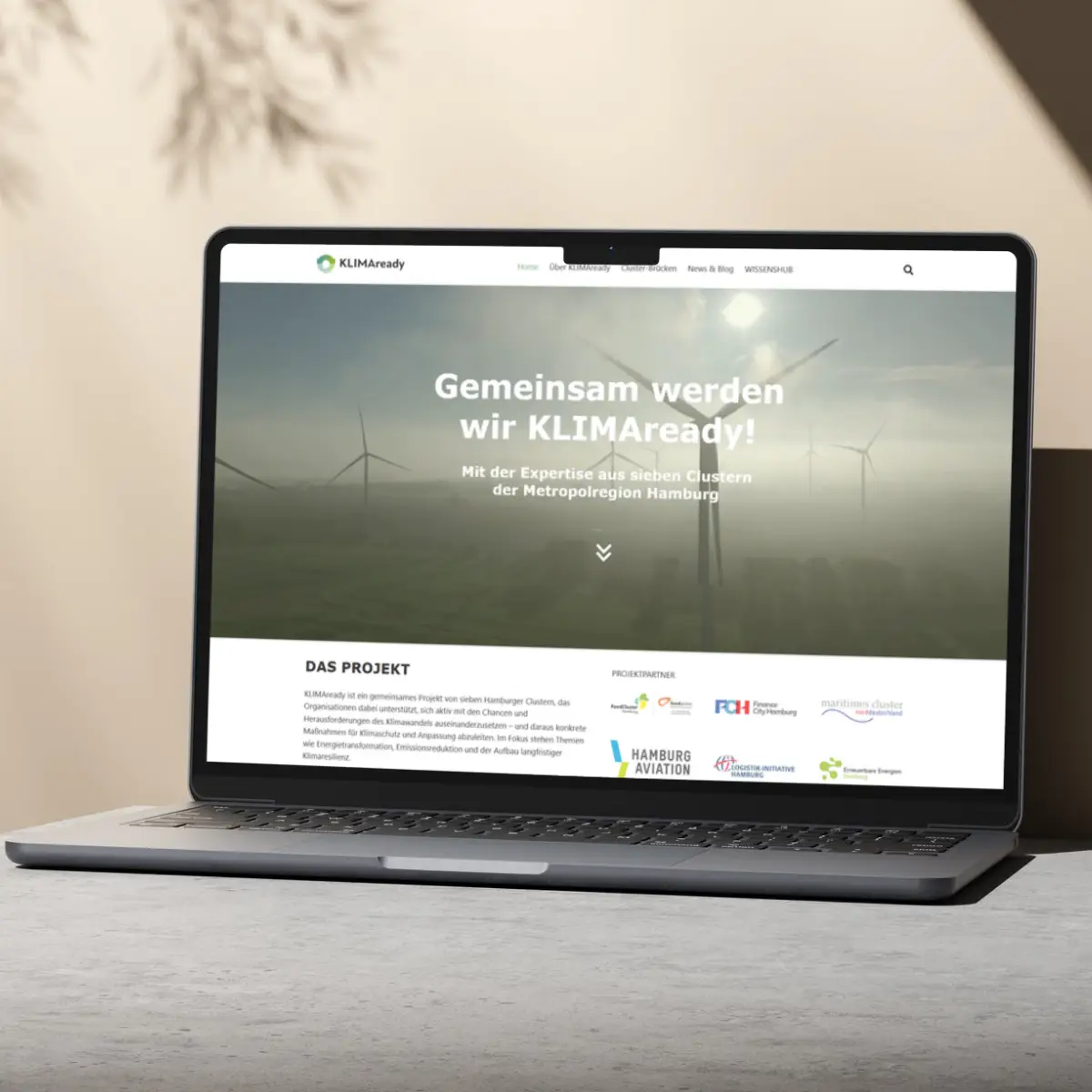 KLIMAready-Website auf einem Laptop